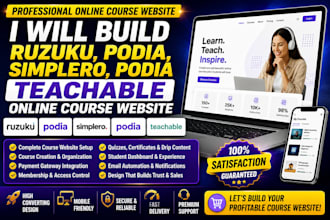 build ruzuku podia simplero podia teachable learnworlds online course website