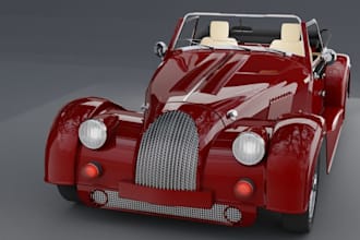 model 3d vintage car design for fdm printing, detailed car interior, 3mf file