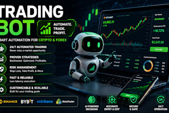 develop trading bot, crptocurrency, forex automation, mt5 and trading strategy