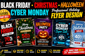 design black friday winter holiday halloween cyber monday christmas flyer