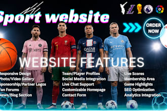 create sport website sport landingpage football basketball cricket tenis website