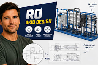 ro skid fabrication drawing, piping layout, manufacturing cad