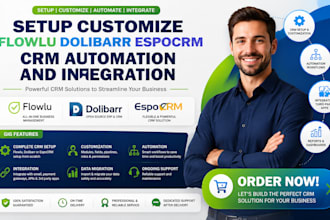 setup customize flowlu dolibarr espocrm CRM automation and landing page