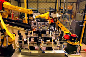 create 3d industrial automation, robotic arm and factory animation