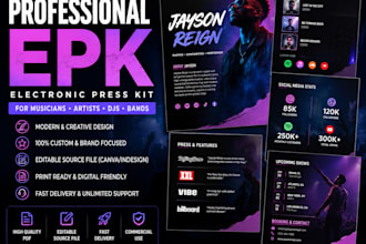 design a professional electronic press kit epk  musicians djs artists and bands