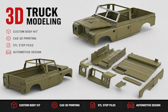 create 3d truck model truck parts body kit vehicle design cad 3d printing