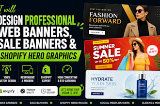 design professional web banners, sale banners and shopify hero graphics