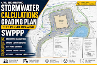 civil engineering stormwater calculations grading plan city permit drawing swppp