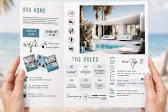 design hospitality company brochure, airbnb property booklet or guidebook