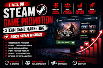 do steam game promotion, steam game marketing and boost steam wishlist