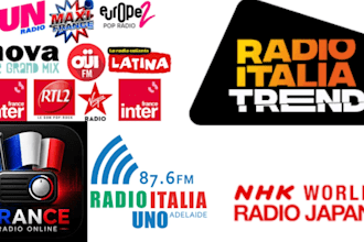 officially play your song and ads on france, italy, japan radio live