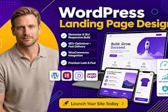 build wordpress landing page design, elementor, divi and responsive website