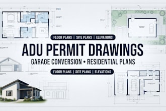 create adu and jadu permit drawing garage conversion residential and  plan