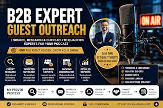 source b2b experts and handle podcast guest outreach