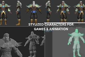 rig custom 3d stylized 3d character model for games, animation, or 3d printing