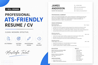 design a professional modern ats friendly resume or CV
