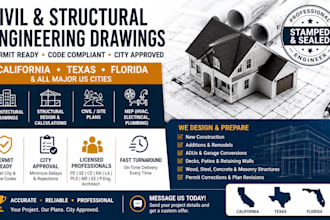 be your civil structural engineering drawing for california texas florida permit