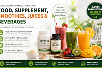 formulate food, dietary supplements, smoothies, juices and beverages