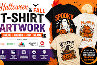 design trendy halloween and fall t shirt designs for etsy and pod