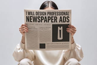 design amazing newspaper ads, print ready newspaper advertisements and print ads