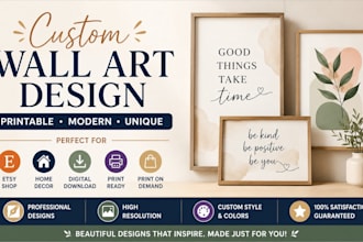 design custom printable wall art and digital wall art for etsy or home