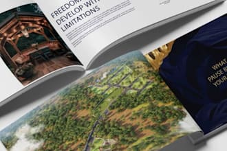 design commercial real estate brochure, leasing booklet, sales property om