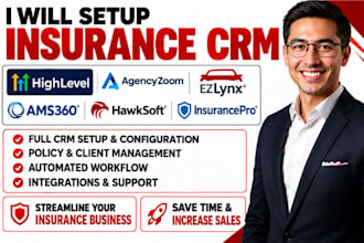 setup insurance CRM gohighlevel agencyzoom ezlynx ams360 hawksoft insurancepro