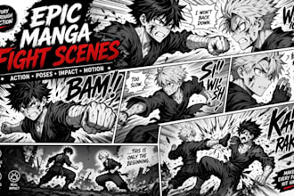 draw manga anime manhwa webtoon storyboard with cinematic action fight scenes