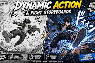 draw manga anime manhwa webtoon shonen cinematic storyboard action fight scenes