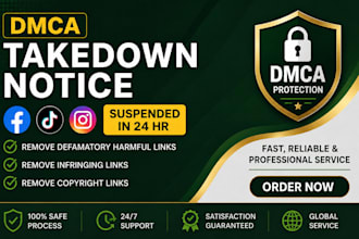 send dmca takedown notice to facebook tiktok instagram youtube