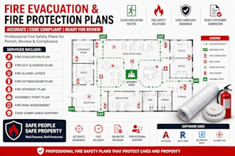 design fire emergency evacuation plan exit map hydrant block ca tx fl co permit