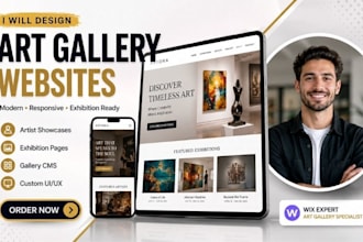 design wix art gallery website exhibition artist showcase website