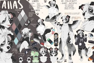 draw your furry ref sheet fursona oc design nsfw furry anthropomorphic art