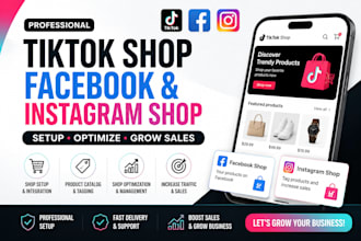 setup tiktok shop and shopify dropshipping, setup facebook and instagram shop
