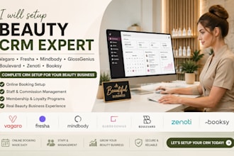 setup spa CRM vagaro fresha mindbody glossgenius booksy zenoti boulevard vagaro