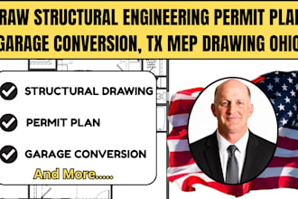 draw structural engineering permit plan, garage conversion, tx mep drawing ohio