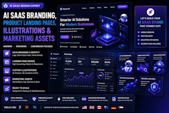 design ai saas branding product landing pages illustrations and marketing assets