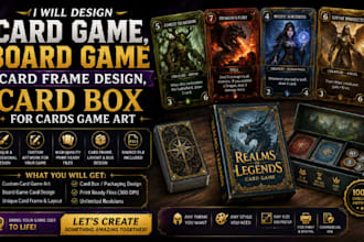 design card game, board game card frame design, card box for cards game art