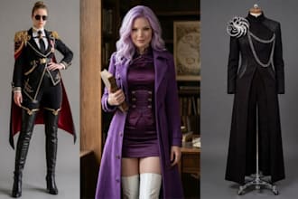 sew custom anime cosplay outfits, uniforms, and trench coats cosplay commission