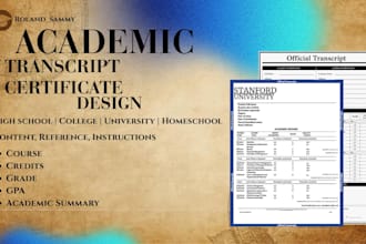 design high school, college, university and homeschool transcript diploma