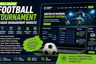 design football tornament bracket coach news league management website design