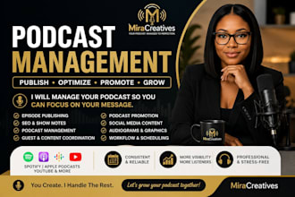 be your podcast manager with publishing, SEO, promotion and management