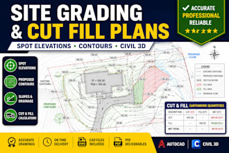 create contour grading spot elevation site grading and cut fill plans