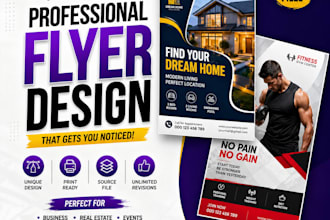 design flyer real estate cleaning gym yoga restaurant personal trainer business