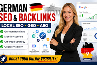 do monthly german seo backlink, local se o, geo, aeo, offpage for google ranking