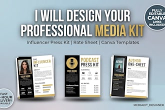 design a professional canva media kit and rate sheet for creators