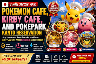 secure your pokemon cafe, kirby cafe, and pokepark and kanto reservation