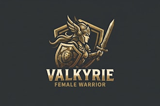 design a powerful female warrior logo for your brand