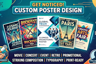 design movie poster, concert poster, music poster and retro poster