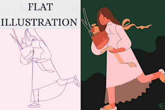 do 2d flat design illustration for landscapes and website graphics illustration
